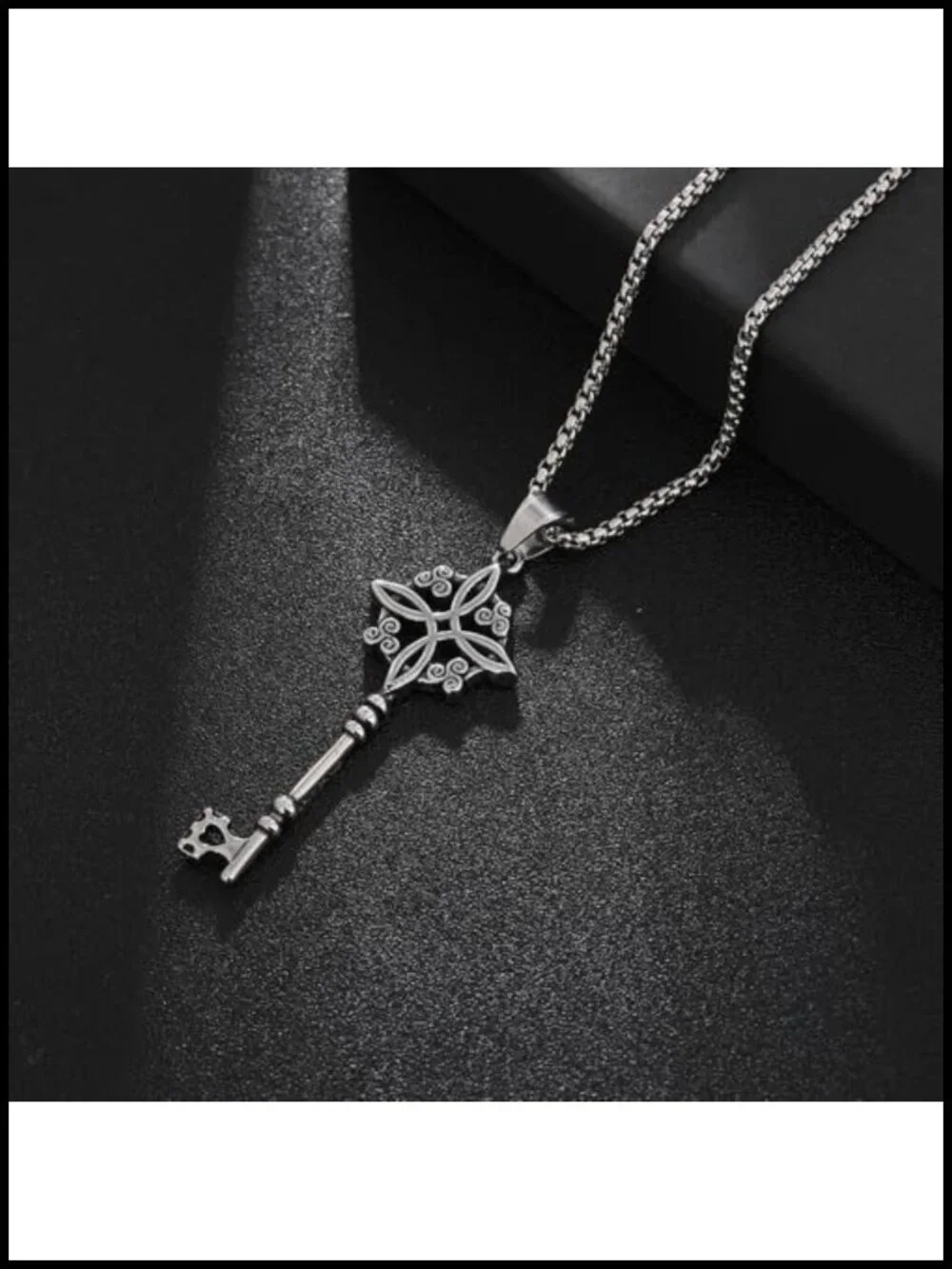 Stainless Steel Witch Knot Key Necklace Celtic Magic Pendant